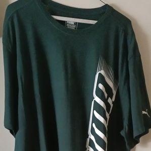 Shirt Sleeve Puma Green and White Tee Shirt
